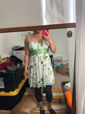 Speechless White Dress with Green Floral Print